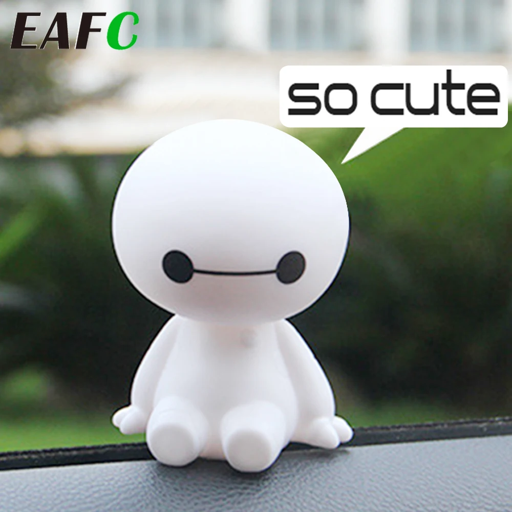 Мультяшный пластиковый робот Baymax Вибрирующая голова фигурка украшения для