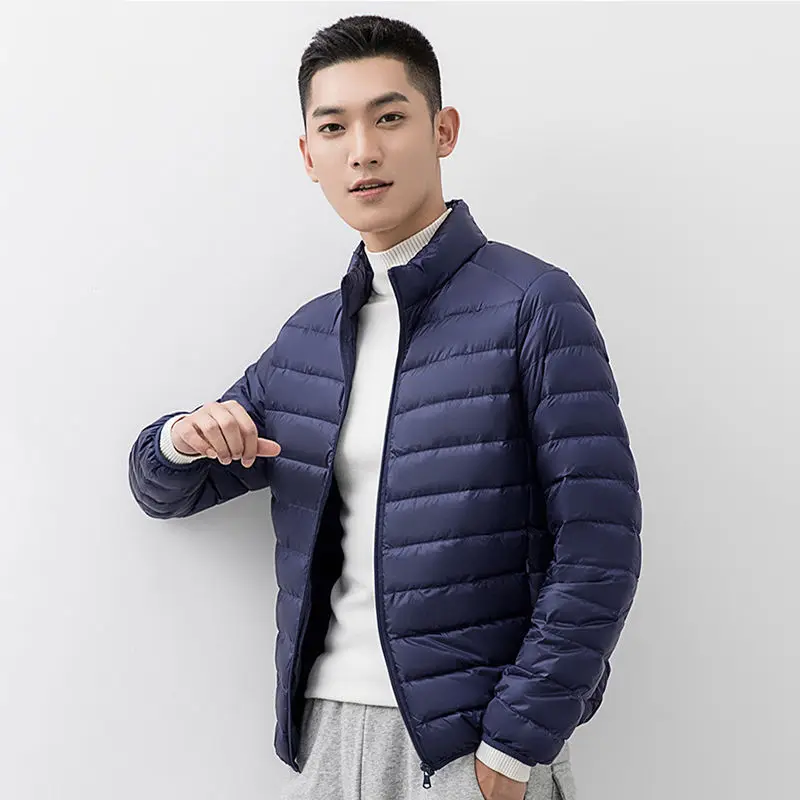 AECU New Men White Duck Down Jacket  Portable Hooded Down Coat Ultralight Men Winter Coat Warm Thermal Down Parkas