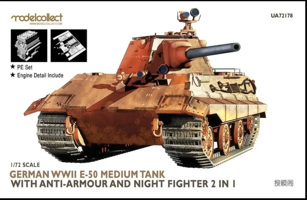 

ModelCollect 1:72 ua72178 German e-50 Medium Tank w/Anti-Armour & Night