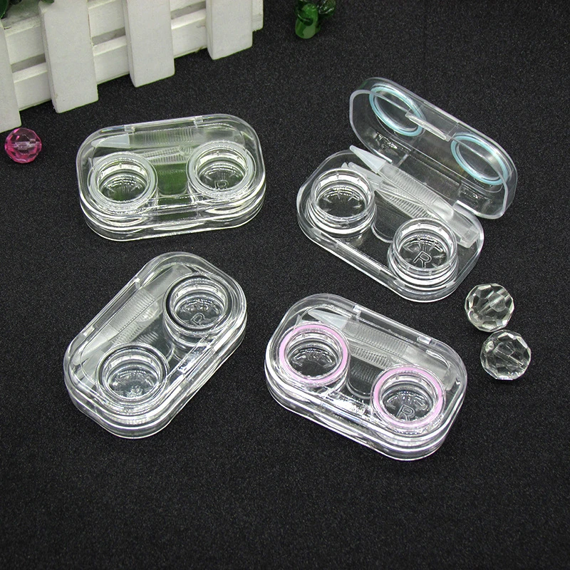 

Hot Sale Practical Mini Transparent Portable Contact Lens Case with Rubber Band for Travel Kit Holder Contact Lenses Box