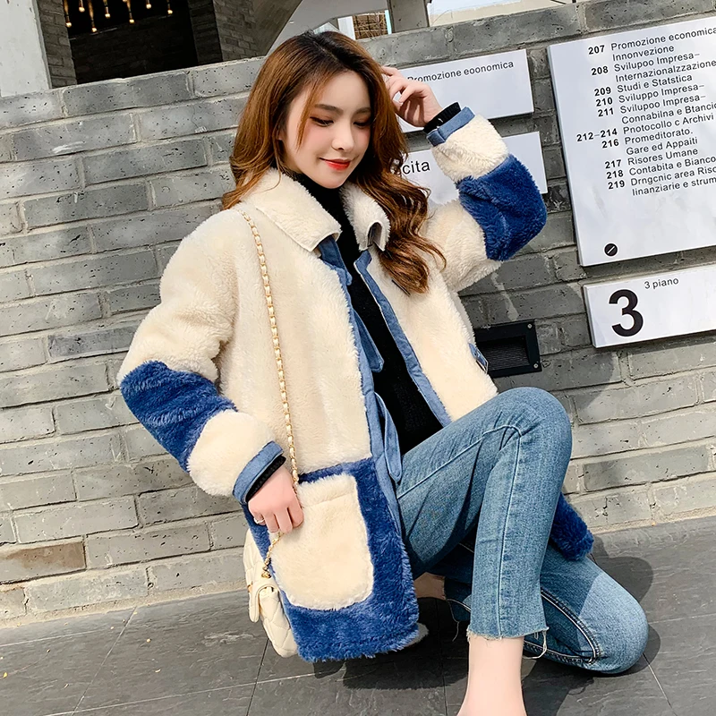 Пальто из овечьего меха для женщин новинка 2019 модное зимнее меховое цельное