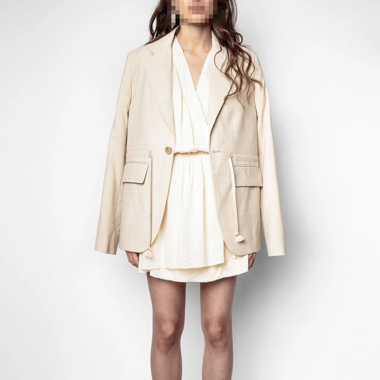 

Женский блейзер на одной пуговице, элегантный костюм из хлопка и льна во французском стиле с английским воротником и завязкой на талии, лето...