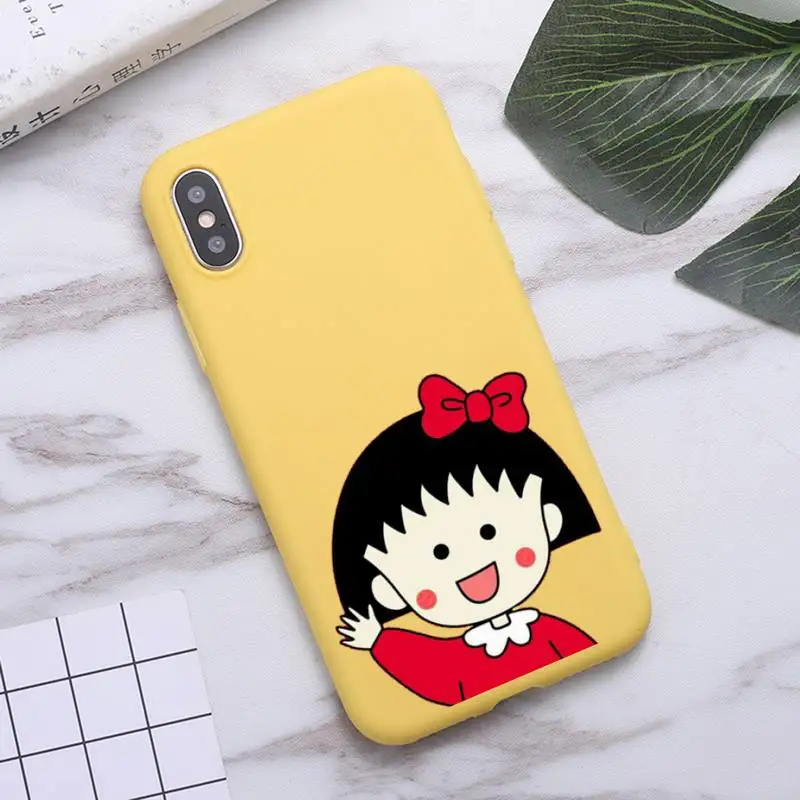 

Chibi Maruko-chan Japan anime Phone Case Candy Color for iPhone 6 7 8 11 12 s mini pro X XS XR MAX Plus