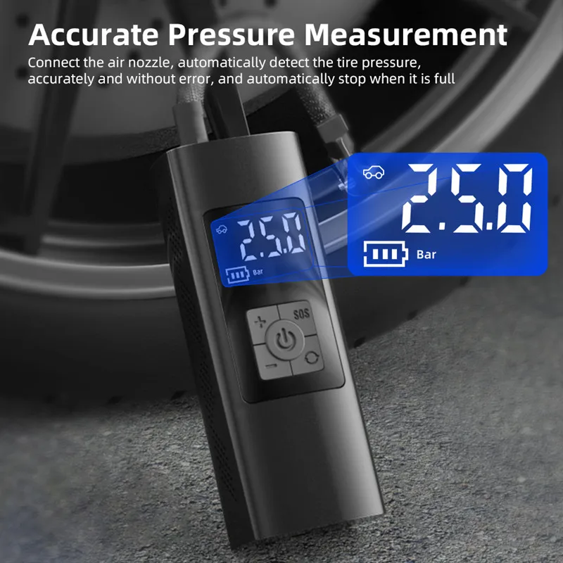 Online Bomba De Inflado Eléctrica, Compresor De Aire Digital Inteligente, Inalámbrico, Portátil, 12V, Detección De Presión De Neumáticos Para Bolas De Coche, Bicicleta Y Motocicleta