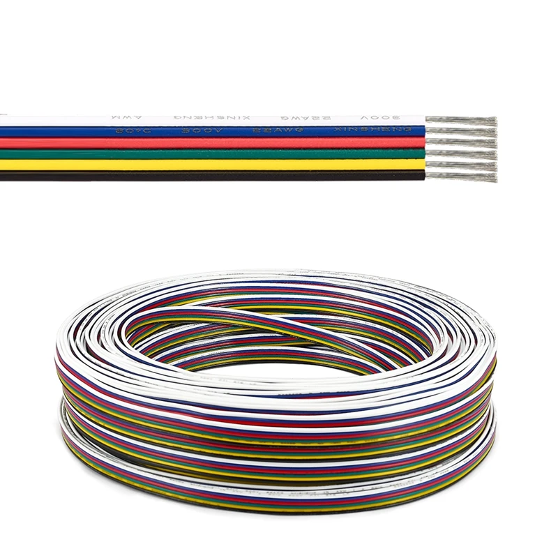 Провод из луженой меди 6 контактов 22AWG 5 м 10 20 50 электрический провод 5050 RGB CCT