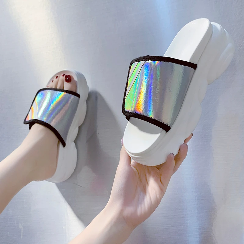 Летние женские тапочки Дизайнерские пляжные сандалии на платформе Повседневная