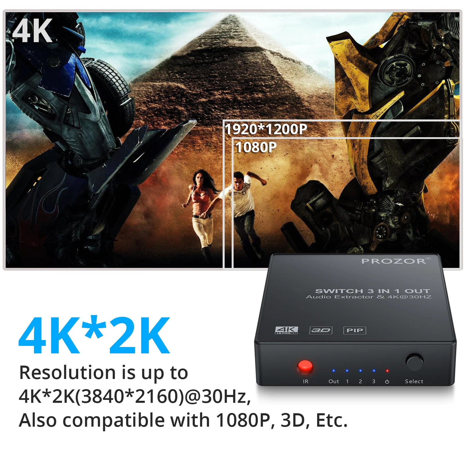 PROZOR 5x1 3x1 HDMI совместимый переключатель аудио экстрактор поддержка 4K 3D 1080P