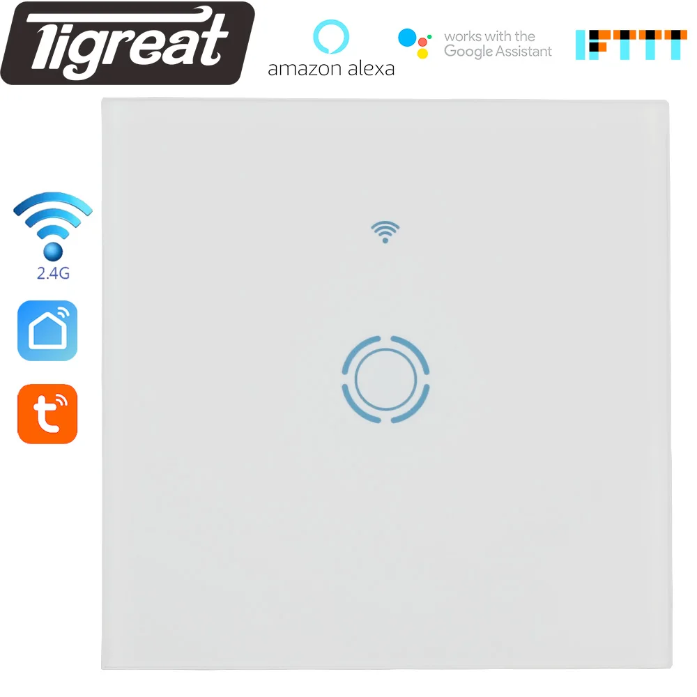 Умный светильник, сенсорный выключатель, ЕС, Великобритания, Wi-Fi разъем, беспроводная настенная розетка, пульт дистанционного управления, приложение Tuya Alexa Google Home Assistant IFTTT