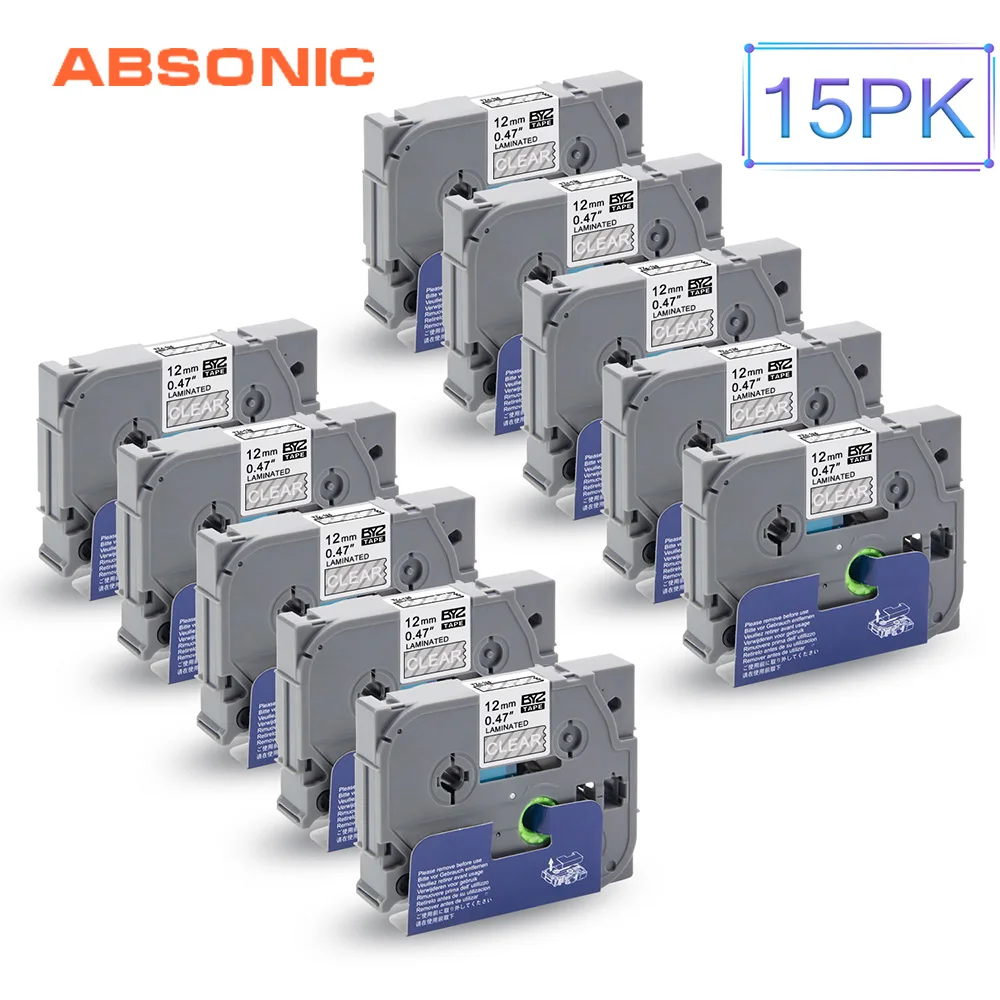 Absonic 15PK TZe 135 12 мм Картридж лента белый на прозрачной замене Brother P touch CUBE PT D210 H110 D400