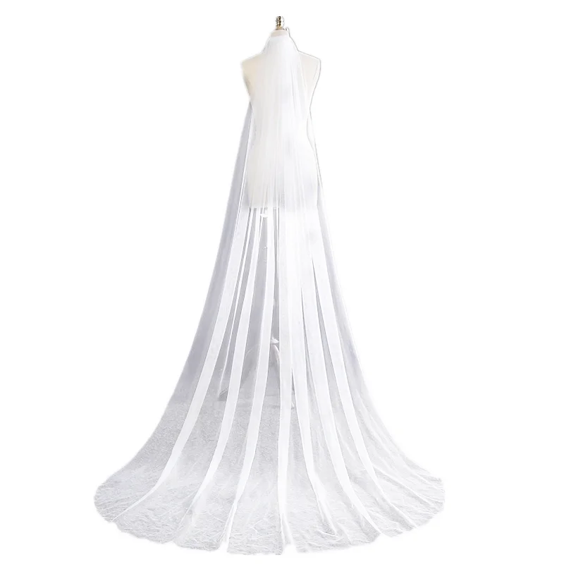 

Новая женская модная Длинная фата длиной 3 метра, оптовая продажа, тонкая свадебная фата для невесты, свадебные аксессуары в сказочном стиле
