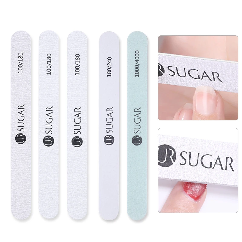 UR SUGAR форма ногтей Полировщики для пилочка УФ-гель белого и розового цветов cо