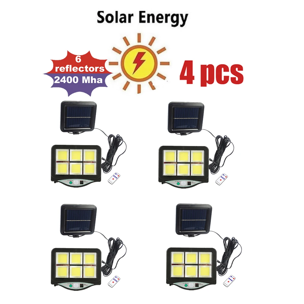 

4pcs seperable COB/LED Solar Light Outdoor Solar Lamp Powered Sunlight Wall Light Waterproof PIR Motion Sensor Street Light Gard