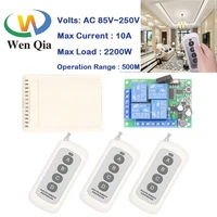wenqia 433mhz universal long range remote control ac220v 10a 4ch relay receiver and transmitter for electric curtainlightled