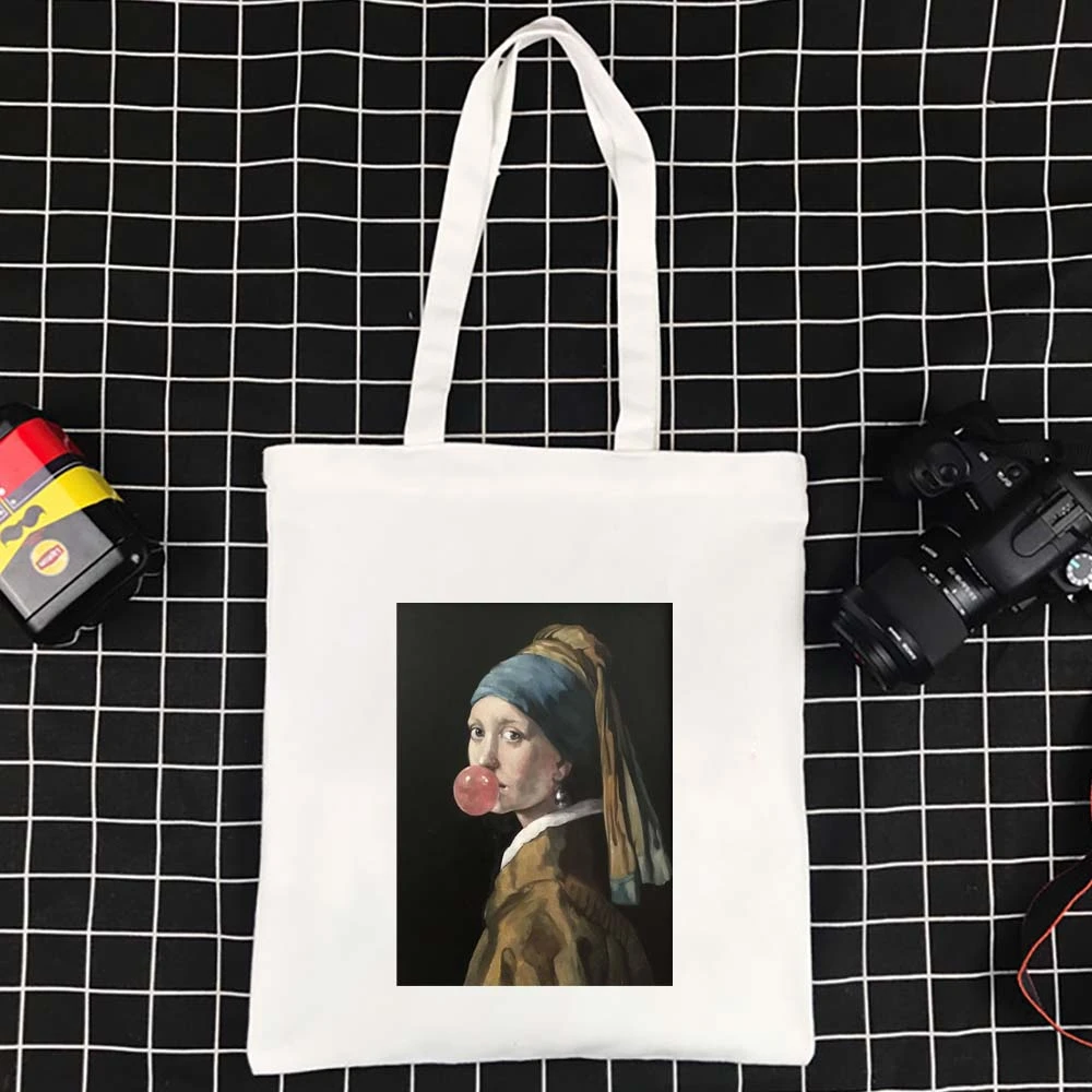 

High Quality Large Capacity Wild Effortless Canvas Tote Bag Funny Polyester Foldable Women's Handbags Foldable Shoulder Bags