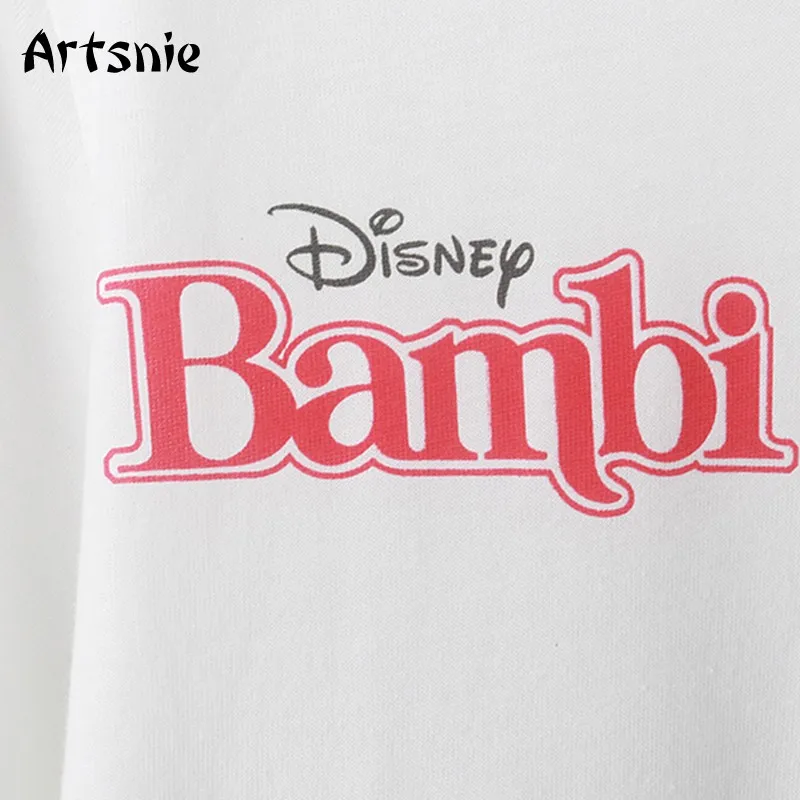 Женская футболка с короткими рукавами Artsnie disney bambi винтажная Повседневная белая