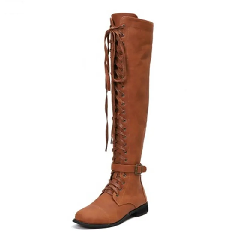 Zapatos mujer/зимние сапоги до колена; женские сапоги для верховой езды из искусственной кожи на среднем каблуке; женская Винтажная обувь с пряжкой и бахромой; chaussures femme