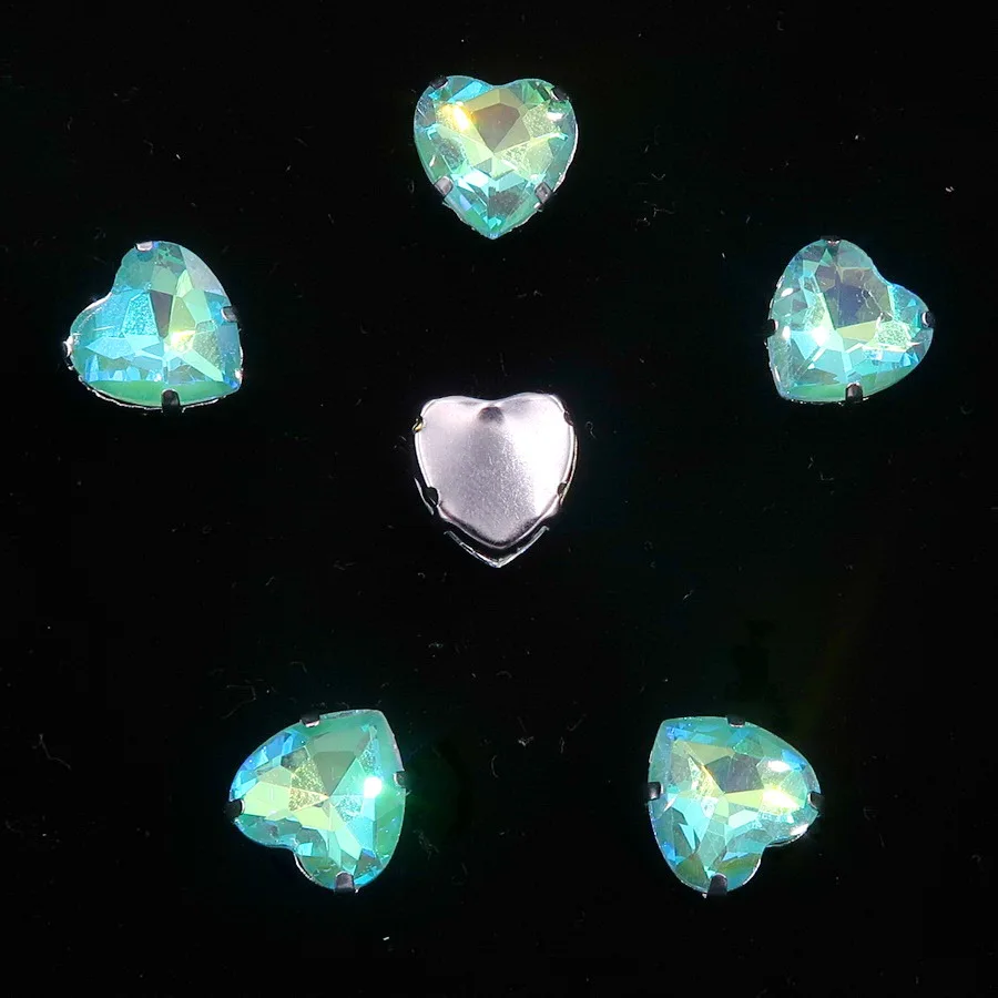 A32 Emerald AB 20 шт/уп, серебряные украшения в виде когтей, желе, конфета, стекло, кристалл, 10 мм, в форме сердца, пришитые стразы, бусины для свадебного платья, сумок, обуви, сделай сам, отделка - Цвет: A32 Emerald AB