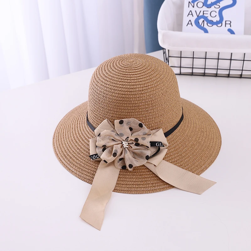 

2021New Summer Women Straw Hat Ladies Foldable Sun Hat Fisherman Hats Flowers Bowknot Female Wide Brim Anti-UV Beach Hat