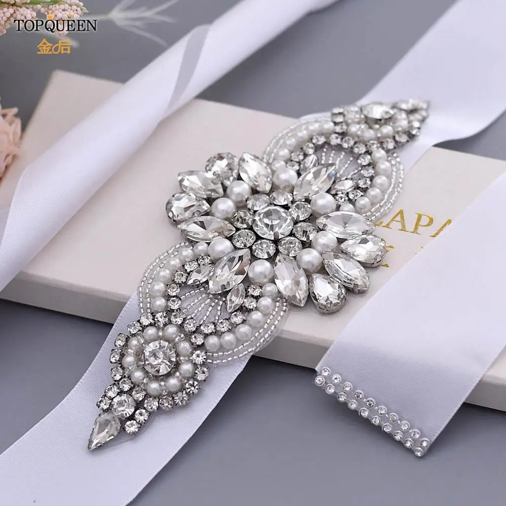 

TOPQUEEN S05B Wedding Belts Wedding sashes Rhinestones Pearls Bridal Belts Sash Pearls Fast Shipping Silver belt for girls