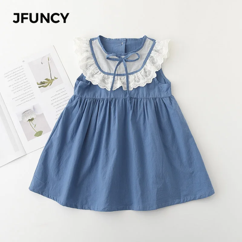 

JFUNCY Summer Girls Princess Dress Casual Children's Clothing Kids Party Children Cute Solid Sleeveless Suits Child Dresses