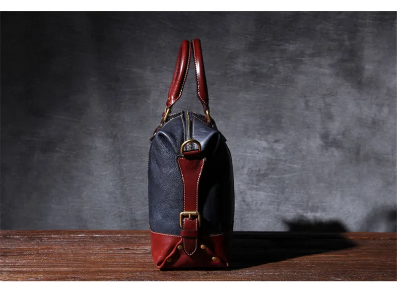 Simple casual natural real leather men's large-capacity travel bag retro manual designer business weekend duffel bag women