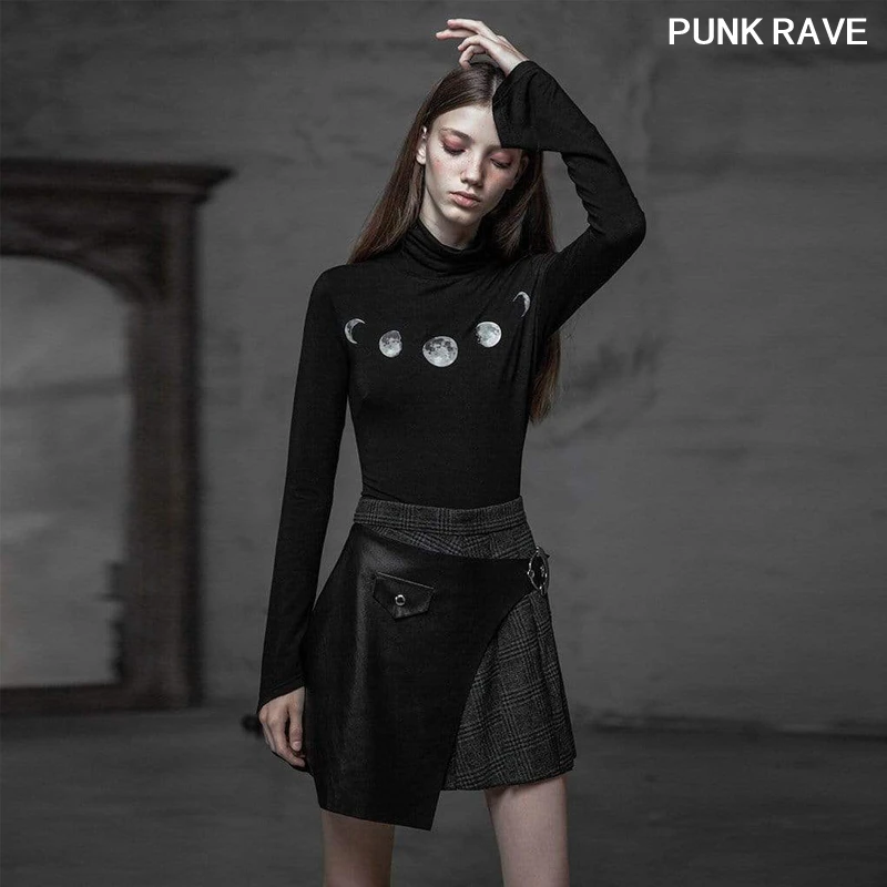 

Punk fashion sexy Women black and grid Pleated Skirt Gothic personality Faux Leather Gridle waist belt skirt Punk Rave OPQ-433