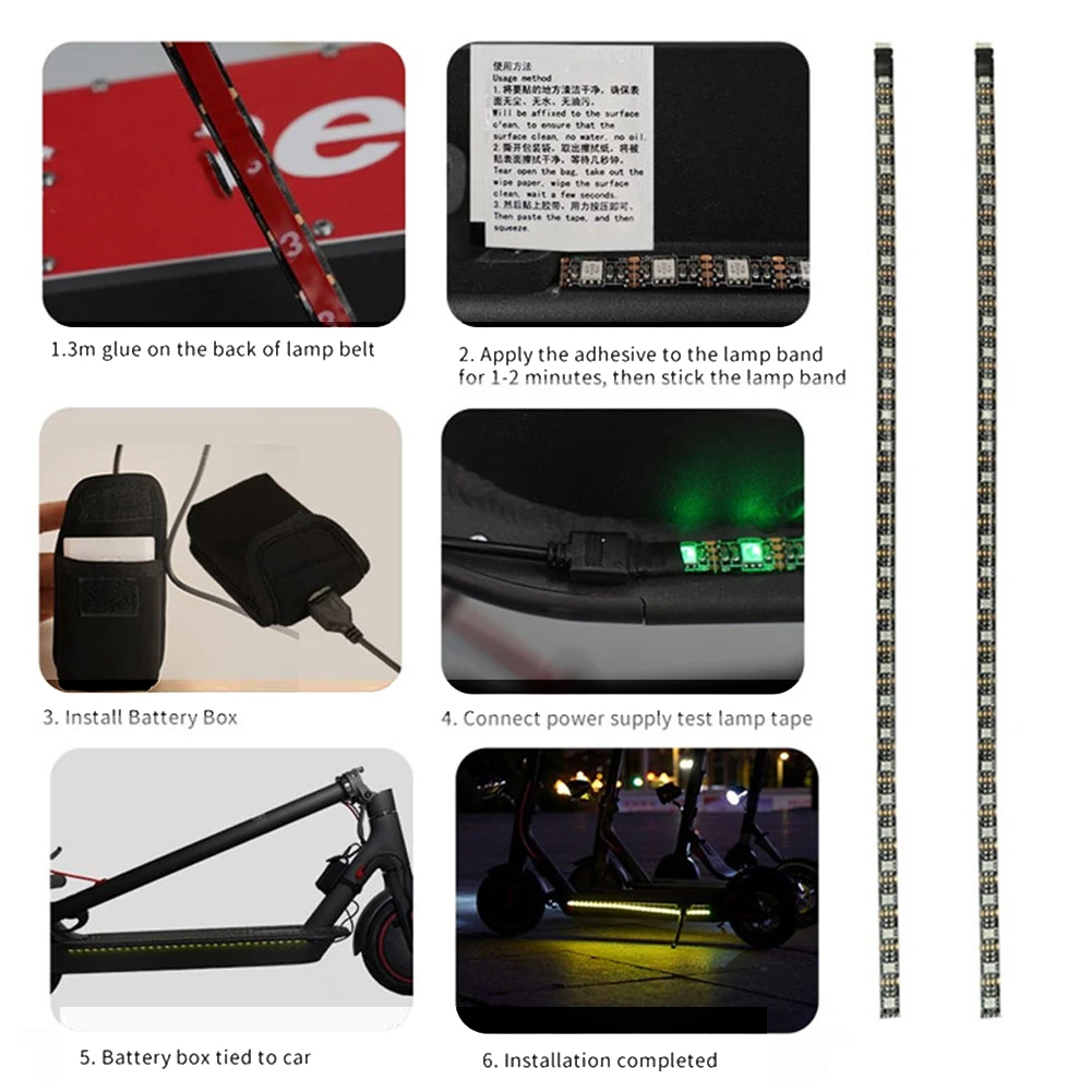 

2Pcs M365 Scooter Colorful LED Strip Lights High brightness Lamp for Xiaomi M365/M365 Pro Electric Scooter M365 Accessories
