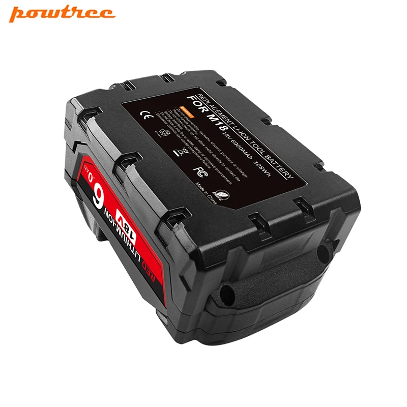 Powtree для Milwaukee 6000mAh 18V M18 электроинструменты литий ионная батарея замены 48 11 1840 1815
