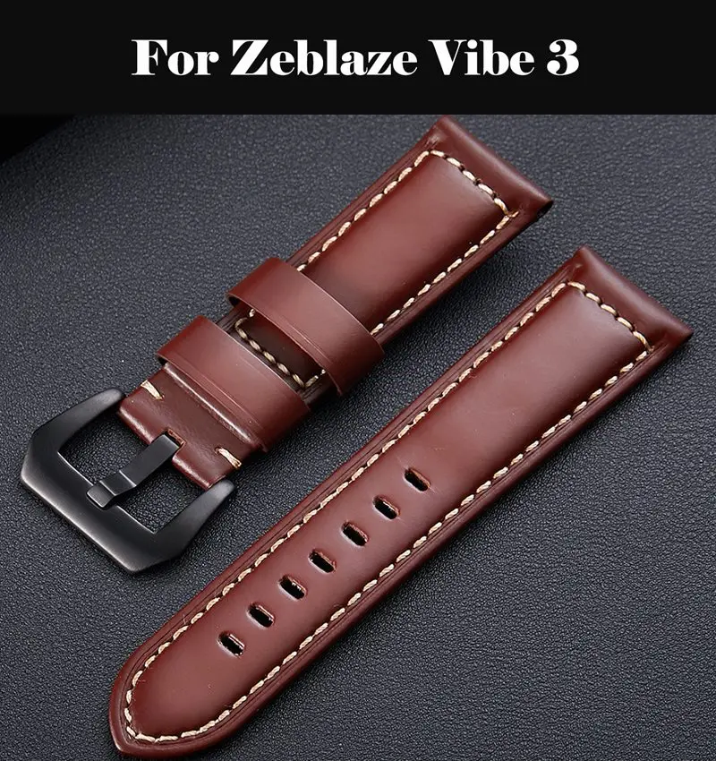 Ремешок для часов Zeblaze Vibe 3 из натуральной кожи размеры 16 18 19 20 21 22 24 мм