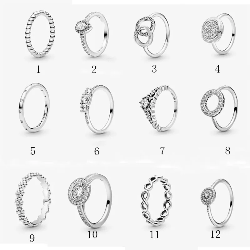 Кольцо с логотипом ПАВЕ простое Сверкающее кольцо сияющим ореолом элегантное |