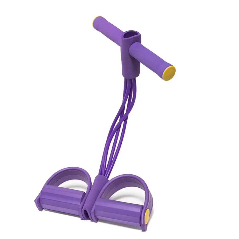 Sabuk Tarik Kebugaran Wanita Olahraga Portabel Elastis 4 Tabung Tali Tarik Perut Pria Tahan Ketegangan Band Alat Latihan Olahraga