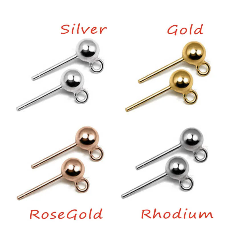 10 шт. 925 пробы серебряные серьги гвоздики застежка для серег 3/4 мм Шаровая Цапфа с