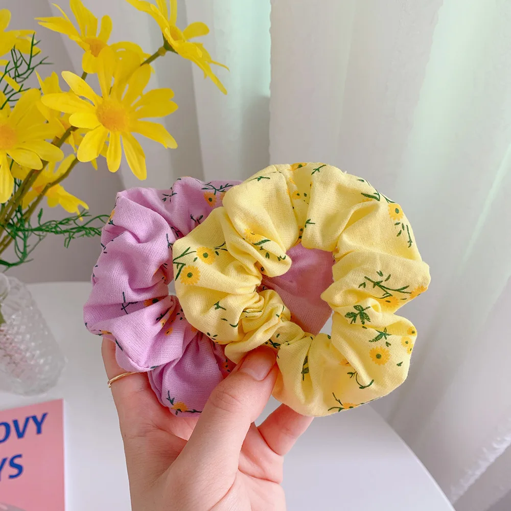 Scrunchies эластичная повязка на голову с цветочным принтом для волос женщин