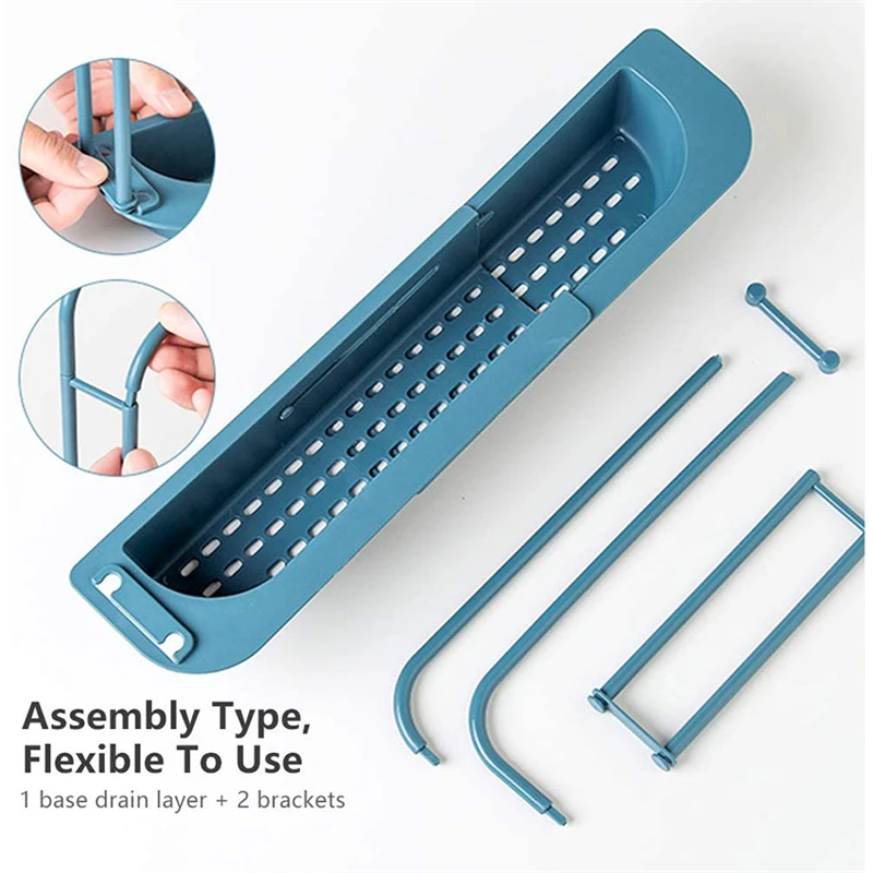 

Telescopic Sink Shelf Kitchen Soap Sponge Drain Rack Storage Basket Bag Faucet Holder Adjustable Bathroom Kitchen Accessorie