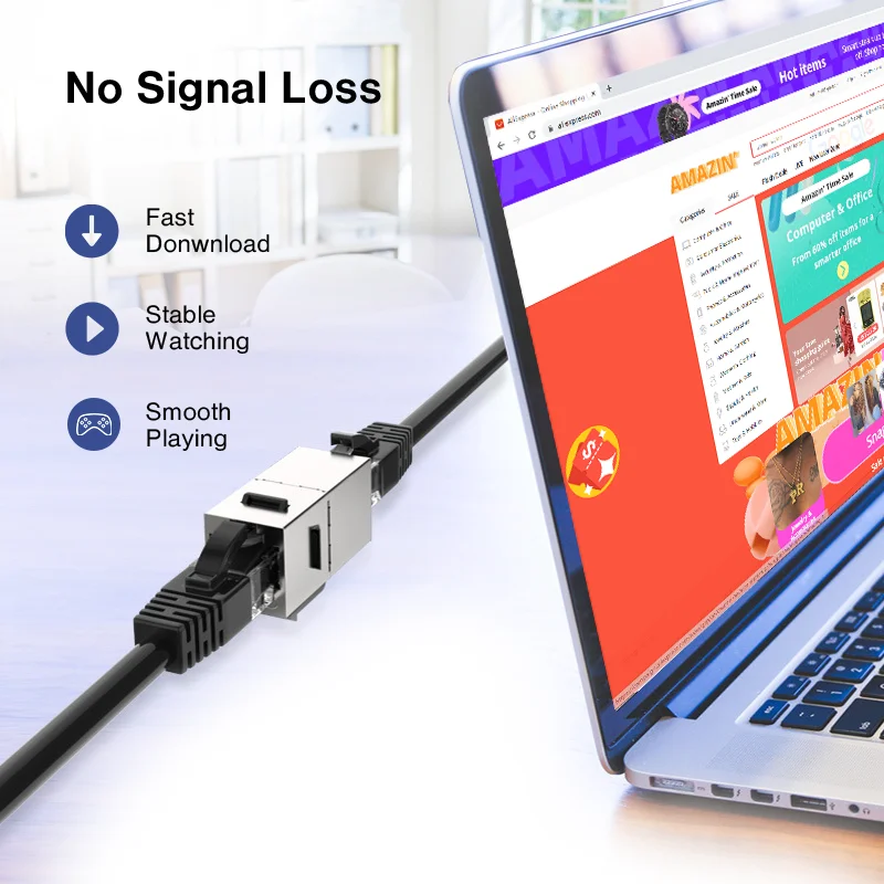 Фото ZoeRax CAT7 Keystone Jack встроенный соединитель Sheilded RJ45 8P8C разъем Cat6/Cat5e 10 Гбит/с для Ethernet LAN кабеля удлинитель адаптер №3