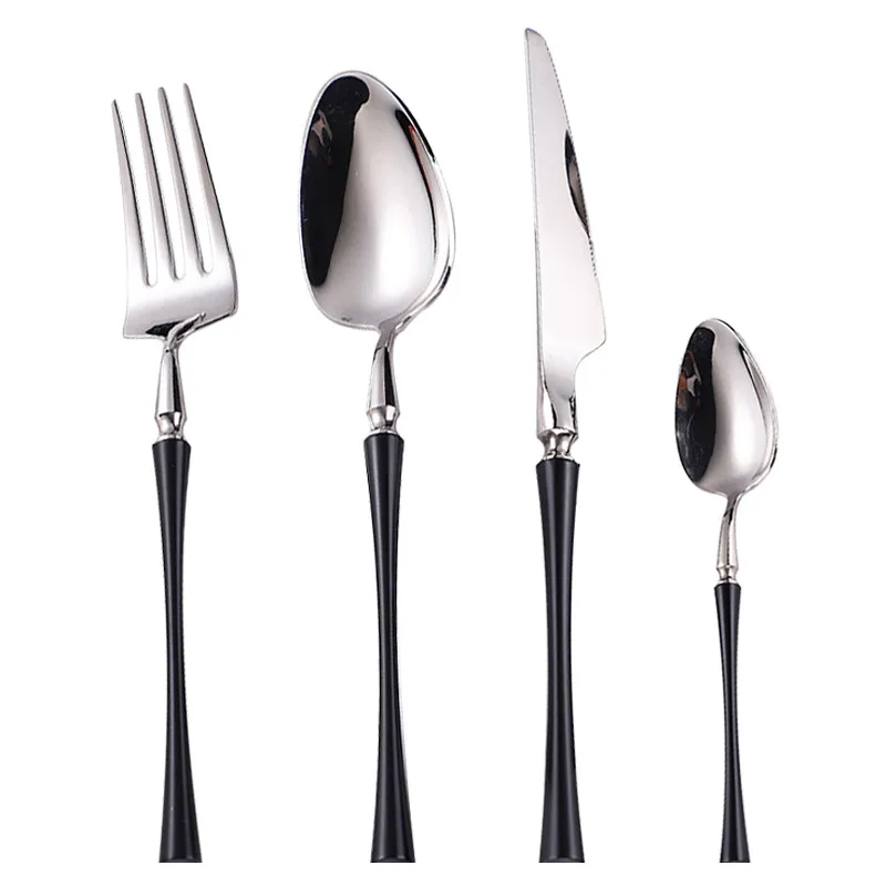 4pcs B IVYSHION 4/5 комплект столовых приборов элегантный Dinneware набор из нержавеющей стали набор ножей вилка и ложка Европейский стиль столовые приборы набор посуды - Цвет: 4pcs B