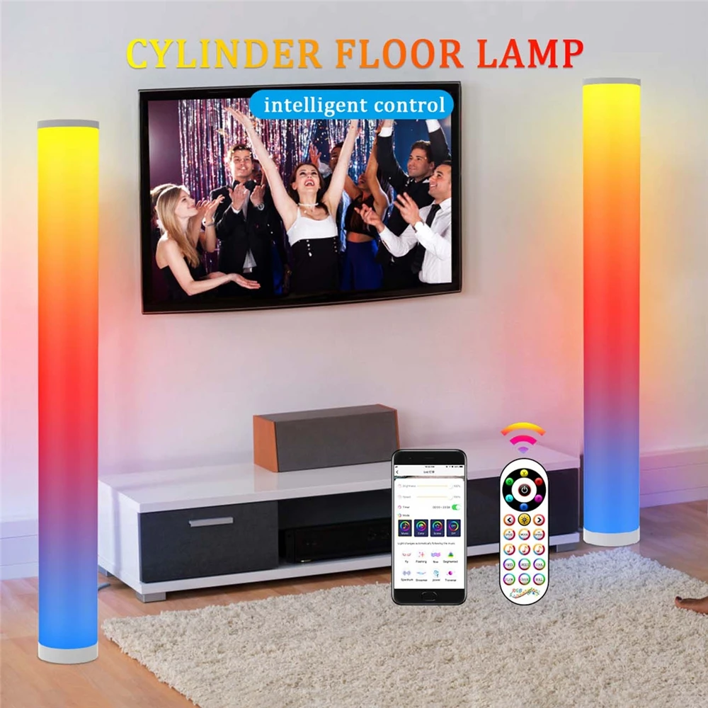 Напольная светодиодная цилиндрическая лампа RGB с подставкой дистанционным
