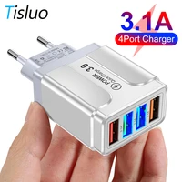 4 usb charger quick charge 3 0 mobile phone chargers for iphone 12 pro xiaomi samsung huawei eu plug wall charger fast charging