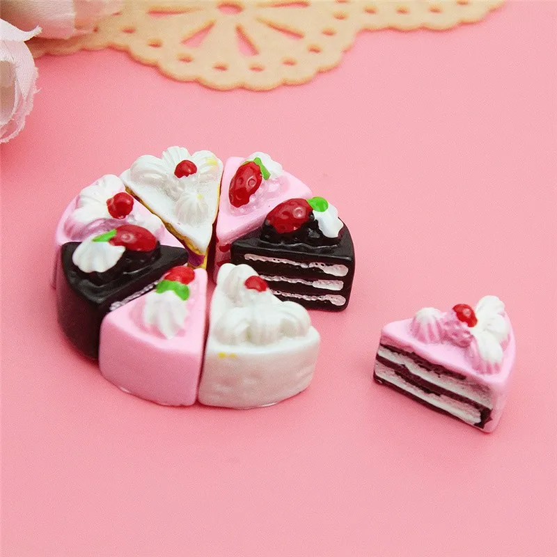 

10PCS Flat Back DIY Miniature Artificial Fake Food Cake Resin Cabochon Decorative Craft Play Doll House Toy