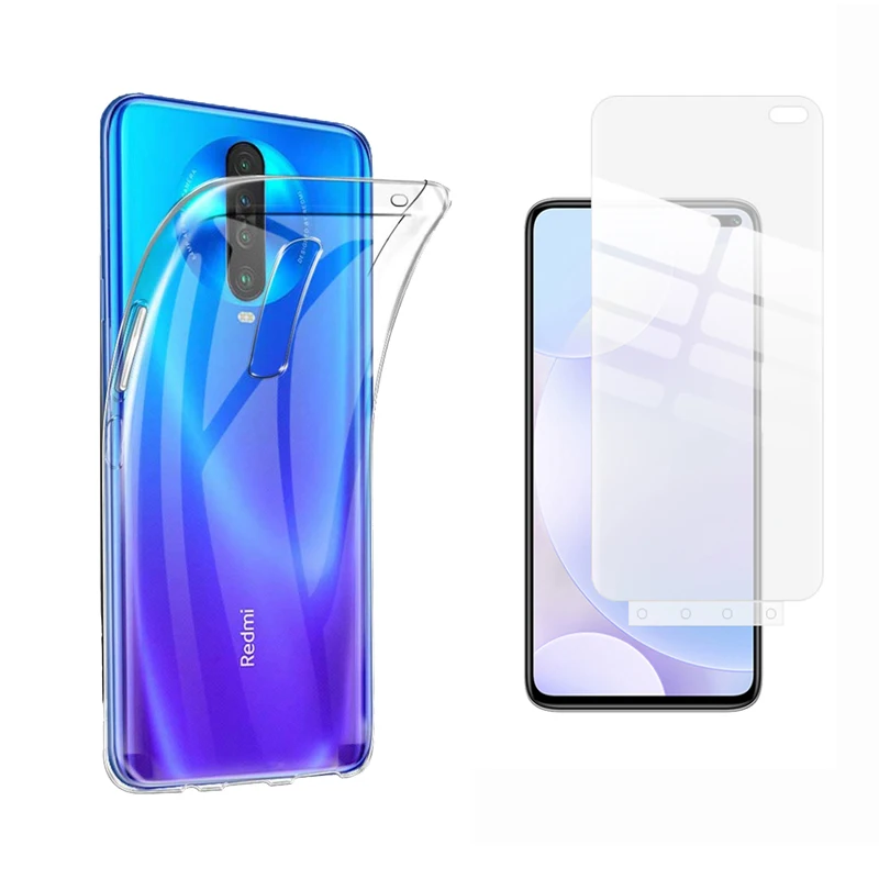 Мягкий прозрачный силиконовый чехол и Гидрогелевая защита для экрана Xiaomi Redmi K30/K30