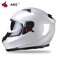 amz motorcycle helmet casco moto men racing motocross full face helmet double lens motorbike riding helmet dot ece approved