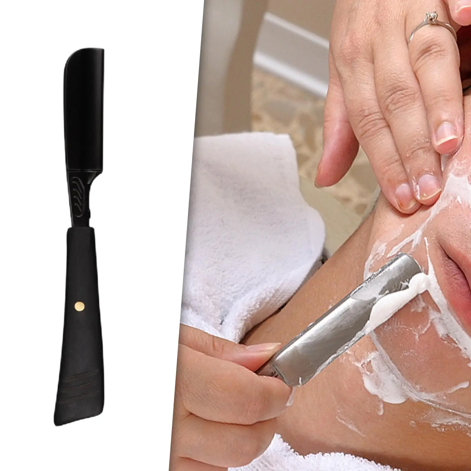 Razor Straight Handle Barber Unisex Clip Compression Shaving Hair Wooden Blades Holder Zinc Alloy Head Use Japanese Style | Красота и