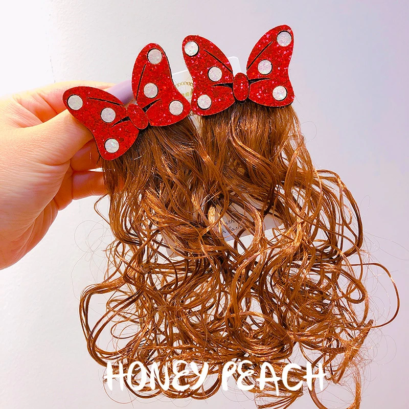 Заколка для волос с Микки и Минни Маус девочек Детский парик заколка красная