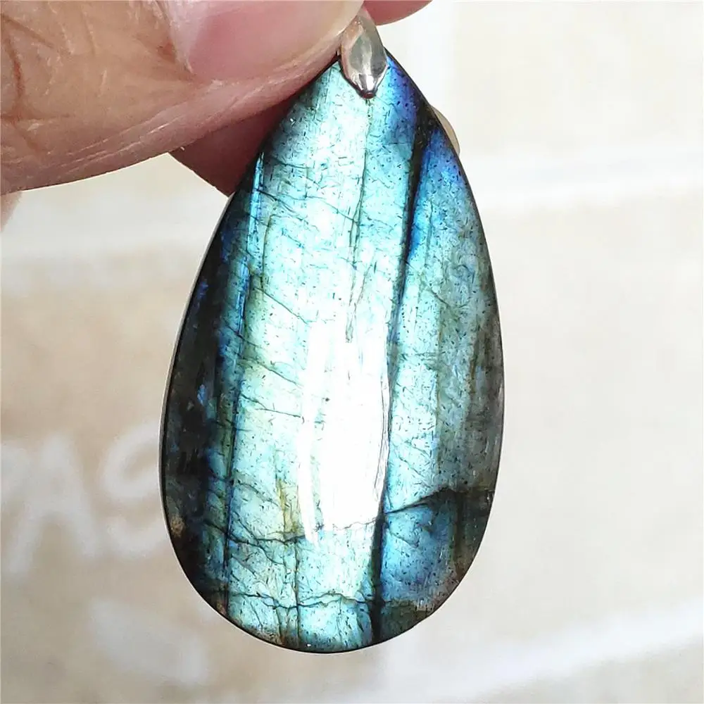 

Natural Blue Light Labradorite Women Men Pendant Water Drop Labradorite 42x24x8mm Necklace Gemstone Rare Jewelry AAAAA