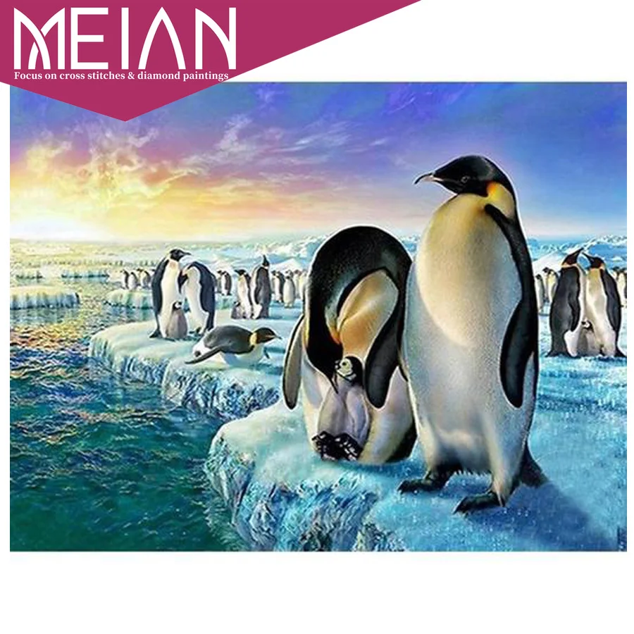 2020 Meian penguin 5D алмазная картина полная круглая дрель вышивка пингвин животное