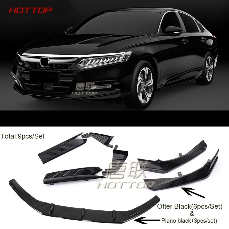 Гоночный автомобиль передний бампер спойлер протектор для Honda Accord 10th спереди и сзади 6 шт. стайлинга автомобилей - Цвет: Black black 9pcs