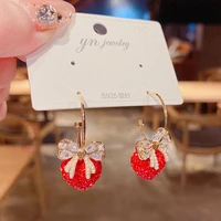 2021 fashion full diamond butterfly red peach heart multi wear earrings 925 silver needle exquisite high end women jewelry gift