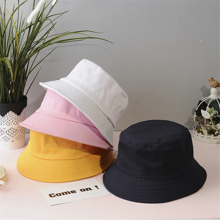 

New Unisex Cotton Bucket Hats Women Summer Sunscreen Panama Hat Men Pure Color Sunbonnet Fedoras Outdoor Fisherman Hat Beach Cap