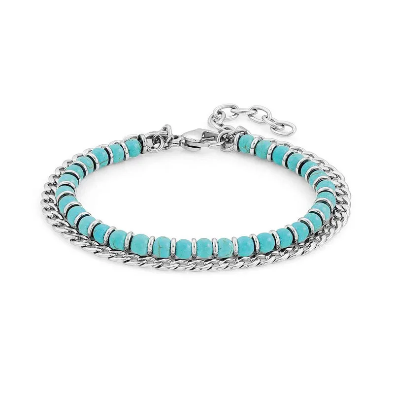 Браслет из натурального камня ручной работы для мужчин и женщин нержавеющей