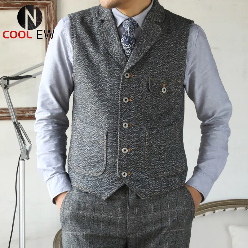 

Vintage 65% Wool 560 GSM Mens Casual Tweed Vest MJ-0008 Asian Size Read Description Before Order